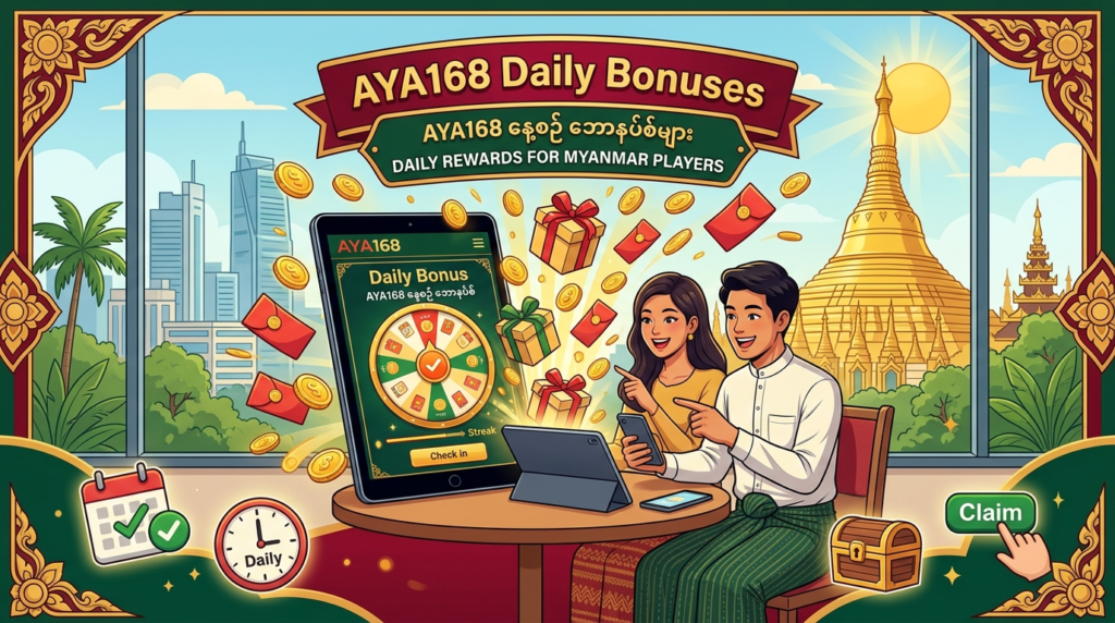 AYA168 နေ့စဉ်ဘောနပ်စ်များ | မြန်မာ အကောင်းဆုံး အွန်လိုင်းကာစီနို